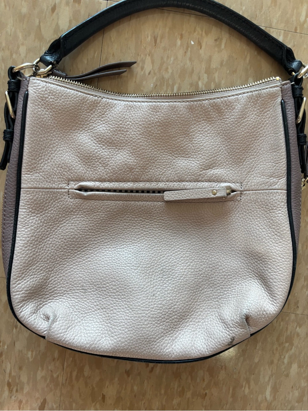 Kate Spade Women’s Leather Shoulder Bag in Light Beige with Black Trim